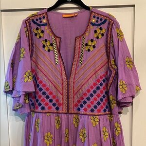 Oliphant Purple Dress with Floral Embroidery